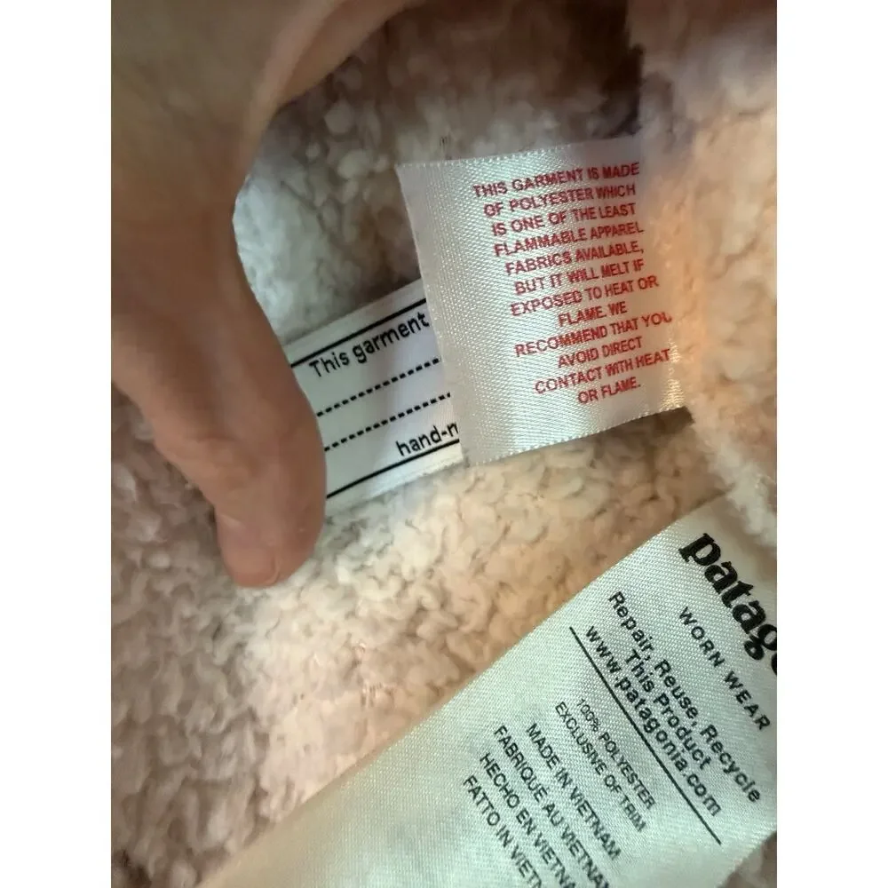Patagonia Jacket Girls 3T Pink Furry Friends Hooded Sherpa Fleece Bear Ears Zip